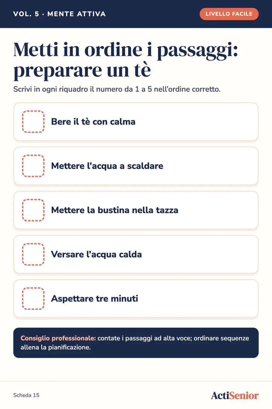 Scheda: metti in ordine i passaggi